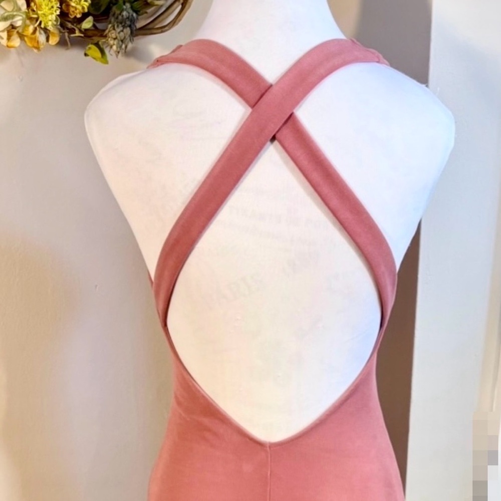 Michael Costello x REVOLVE Cordelia Crisscross Back Midi Dress Blush Pink~XS💛 - Picture 8 of 12